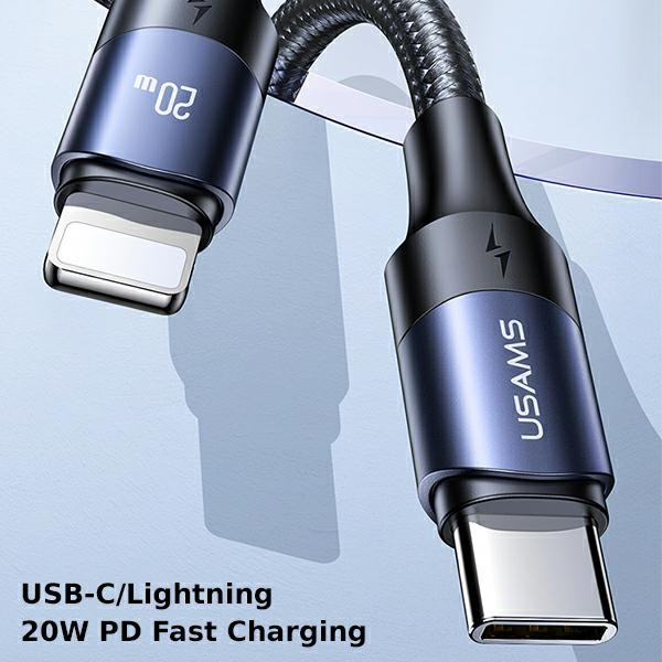 USAMS Cable U71 USB-C - Lightning 1,2m 20W PD Fast Charge black SJ521USB01 (US-SJ521)