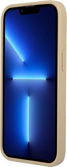 Guess GUHCP13SPSATLE Apple iPhone 13 mini beige hardcase Saffiano Triangle Logo