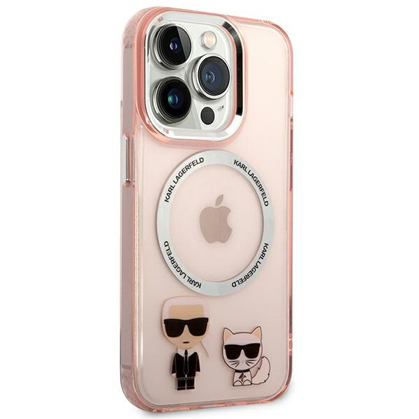 Karl Lagerfeld KLHMP14XHKCP Apple iPhone 14 Pro Max hardcase pink Karl & Choupette Aluminium Magsafe