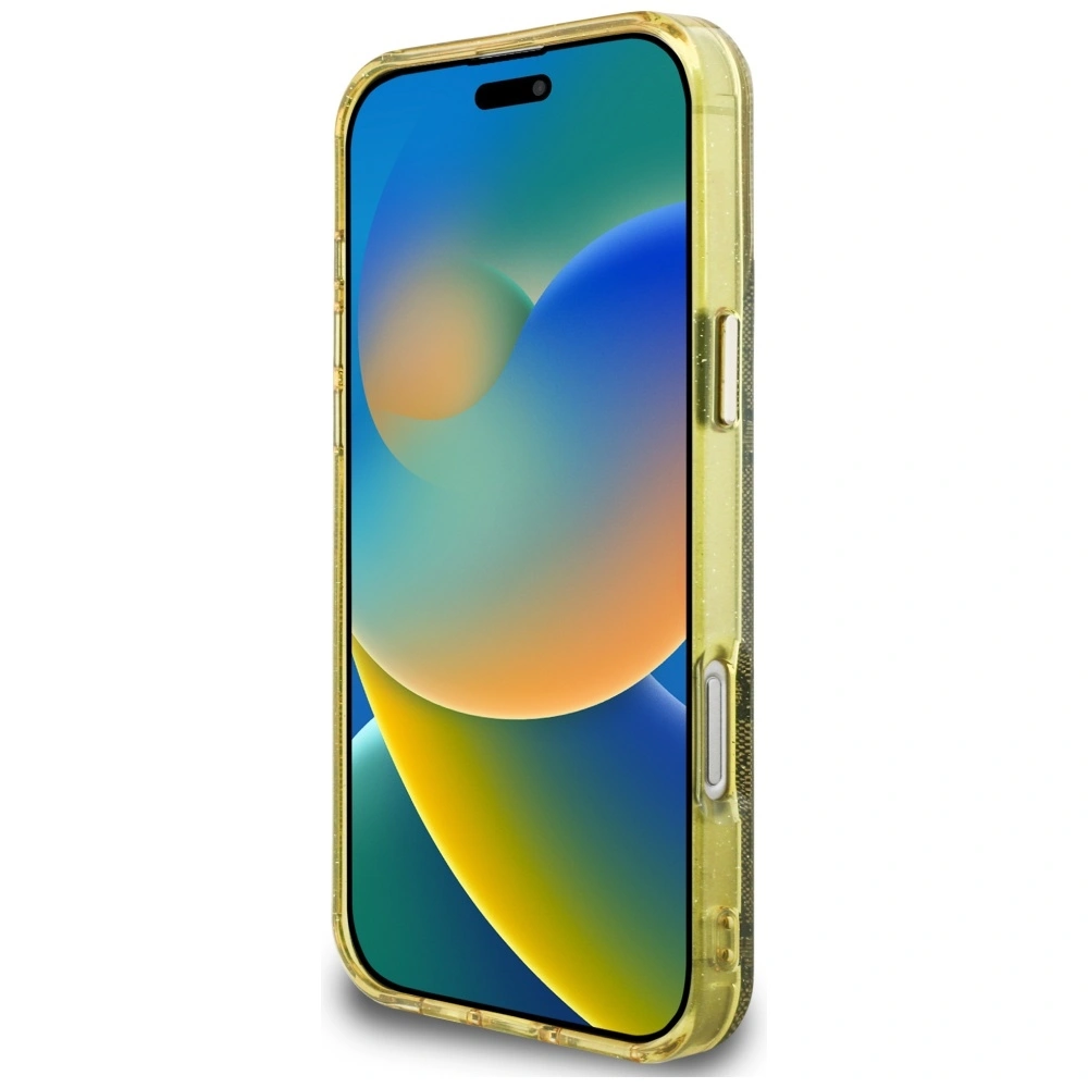 Etui Guess IML Metal Glitter 4G Circle Triangle MagSafe do Apple iPhone 16 Pro brązowy