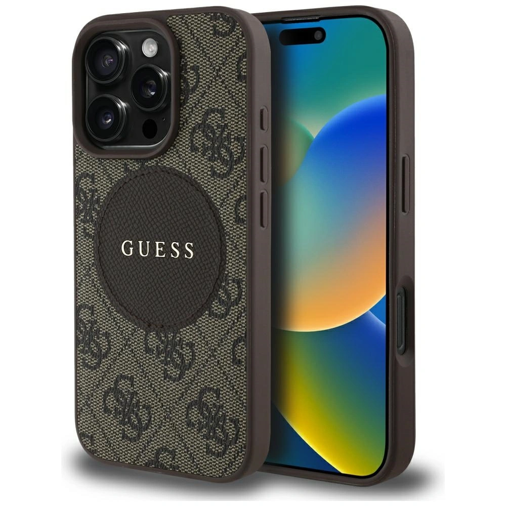 Guess 4G Circle Classic Logo MagSafe Apple iPhone 16 Pro Max brown