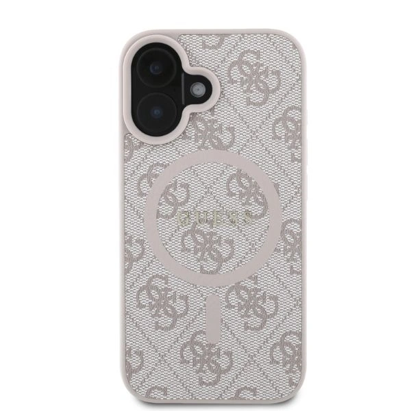 Case Guess GUHMP16SG4GFRP Apple iPhone 16 hardcase 4G Ring Classic Logo MagSafe pink