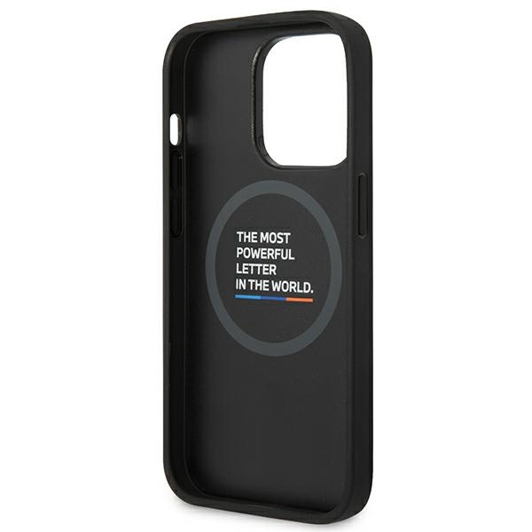 BMW BMHMP14L22PTDK Apple iPhone 14 Pro black Leather Stamp Tricolor Magsafe