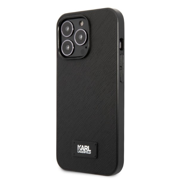 Karl Lagerfeld KLHCP13LSFMP2K Apple iPhone 13 Pro hardcase black Saffiano Plaque