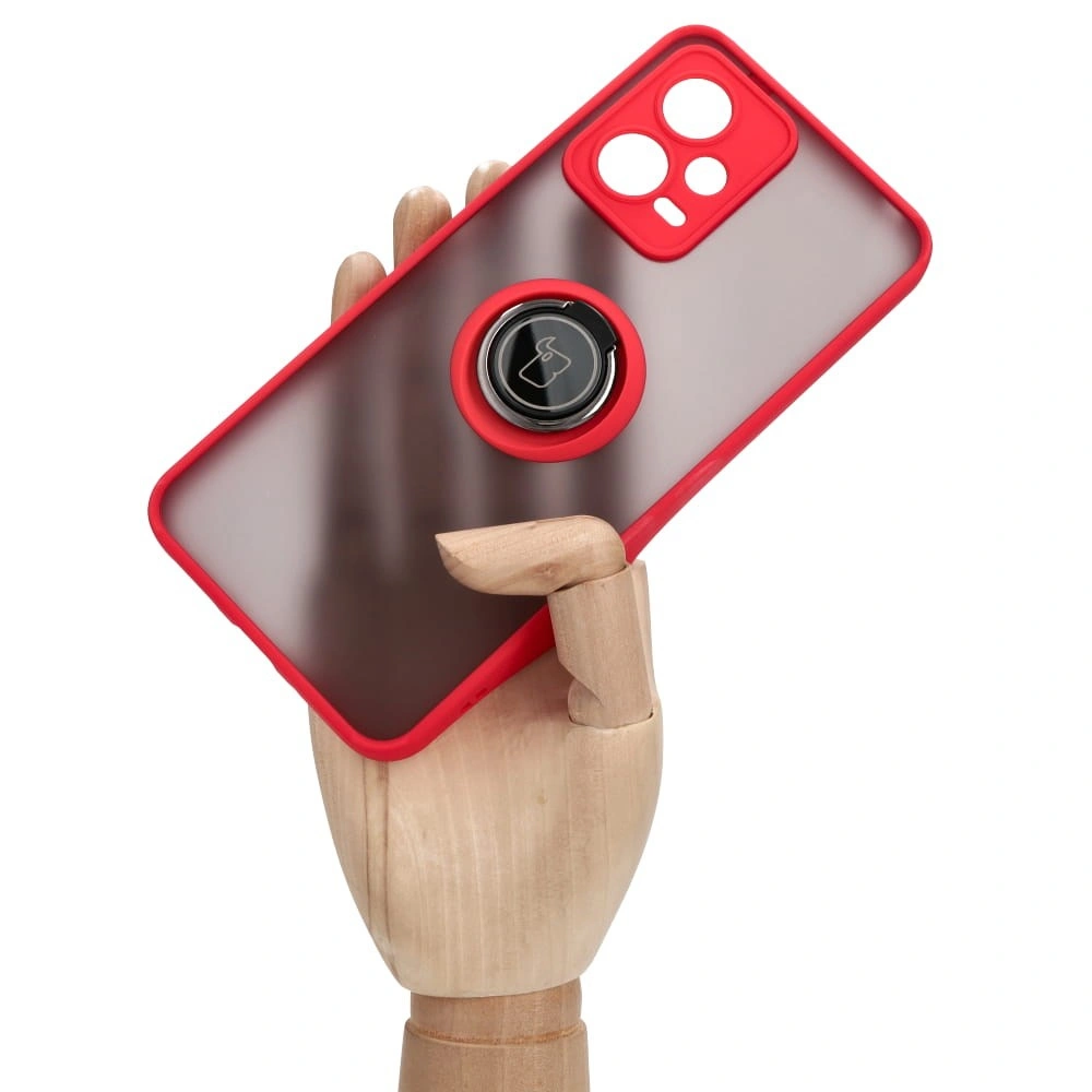 Bizon Case Hybrid Ring Xiaomi Poco X5 / Redmi Note 12 5G smoky with a red frame