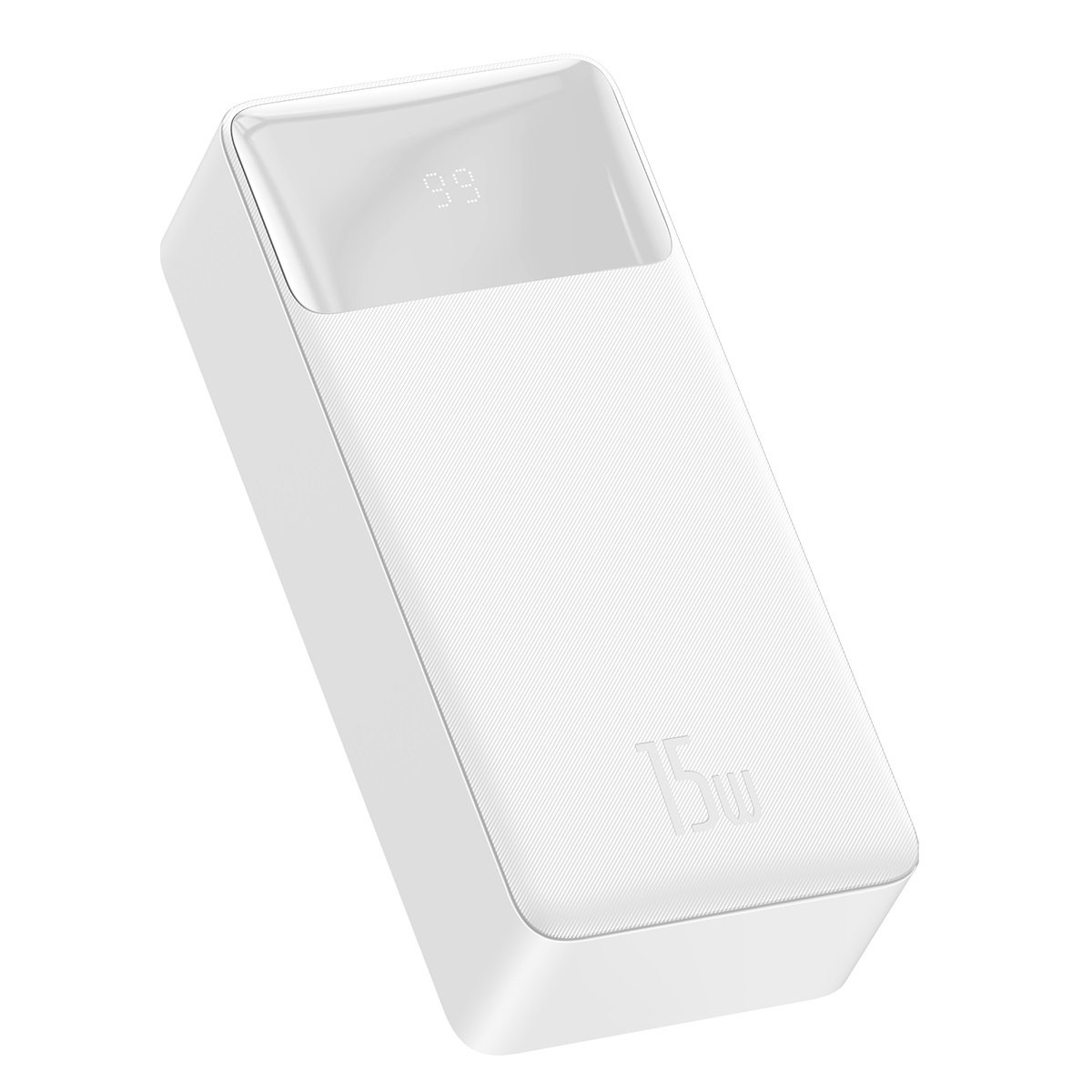 Powerbank Baseus Bipow Display 30000mAh 15W white (Overseas Edition) + USB/microUSB cable 0.25m white