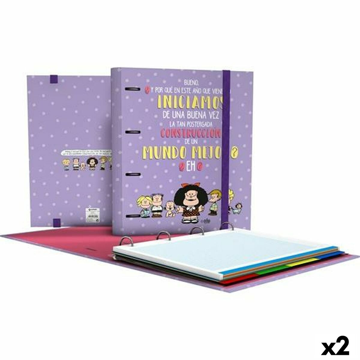 Ring binder Grafoplas Carpebook Mafalda Lilac A4 (2 Units)