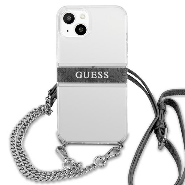 Guess GUHCP13SKC4GBSI Apple iPhone 13 mini Transparent hardcase 4G Grey Strap Silver Chain