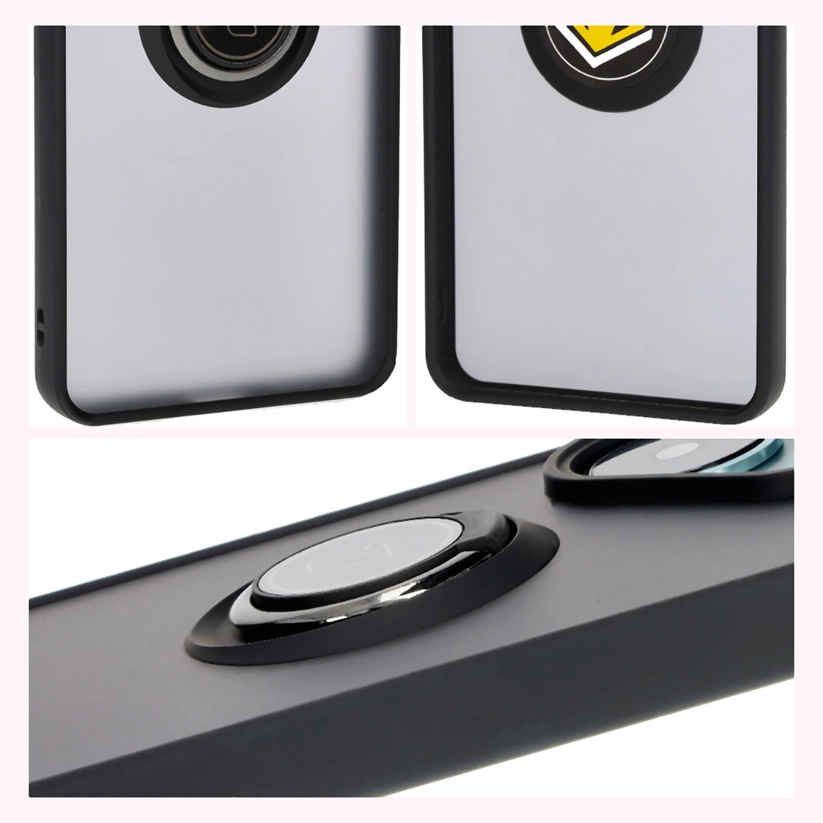 Bizon Case Hybrid Ring Xiaomi Poco F6 smoky with a black frame