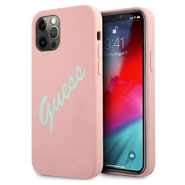 Guess GUHCP12MLSVSPG Apple iPhone 12/12 Pro green pink hardcase Silicone Vintage