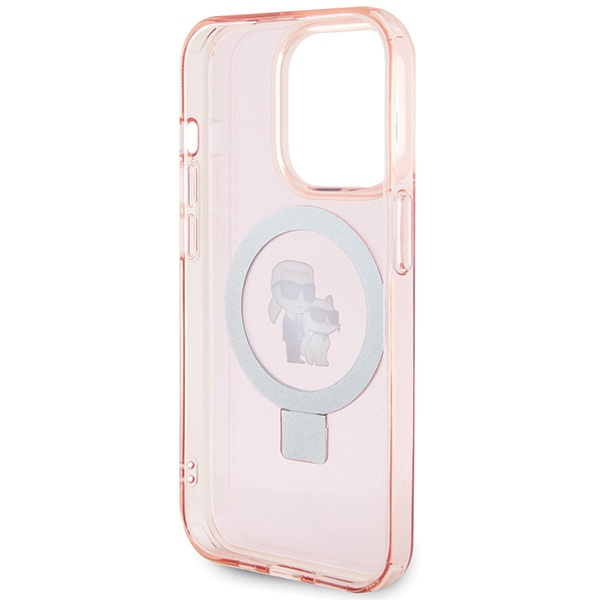 Karl Lagerfeld KLHMP15LHMRSKCP Apple iPhone 15 Pro hardcase Ring Stand Karl&Choupettte MagSafe pink