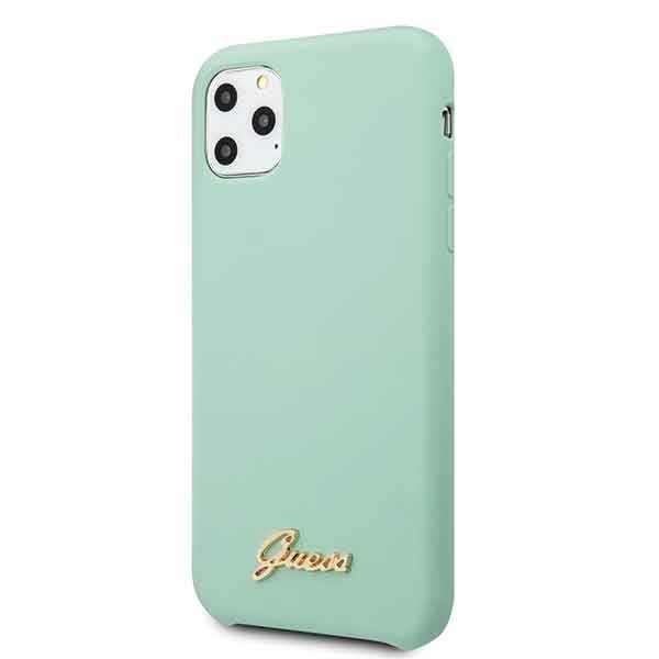 Guess GUHCN58LSLMGG iPhone 11 Pro green hard case Silicone Vintage Gold Logo