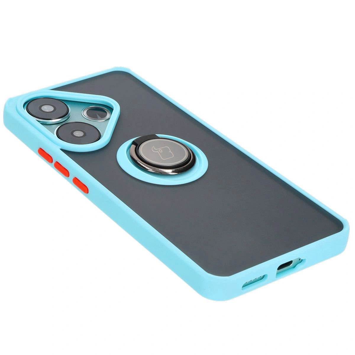 Bizon Case Hybrid Ring Xiaomi Poco F6 smoky with a light blue frame
