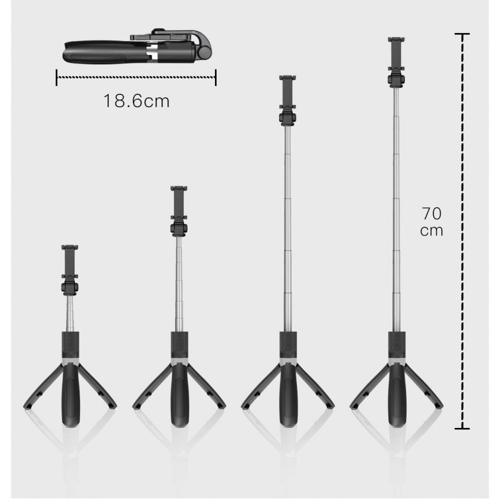 Tech-protect L01s Wireless Selfie Stick Tripod Black