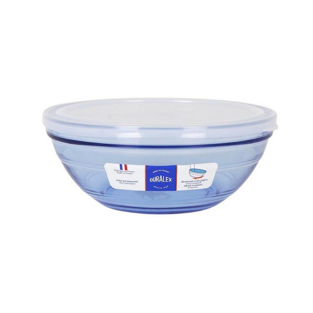 Round Lunch Box with Lid Duralex   Crystal Blue Ø 20,5 cm (4 Units)  