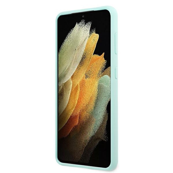 Guess GUHCS21MLSLMGLB Samsung Galaxy S21+ Plus blue hardcase Silicone Script Metal Logo