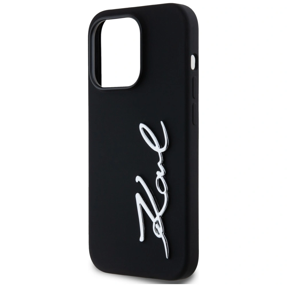 Karl Lagerfeld Silicone Metal Script Logo Apple iPhone 14 Pro black