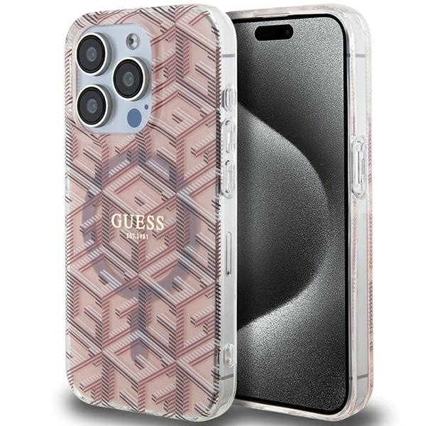 Guess GUHMP15XHGCUSTGP Apple iPhone 15 Pro Max hardcase IML GCube MagSafe pink