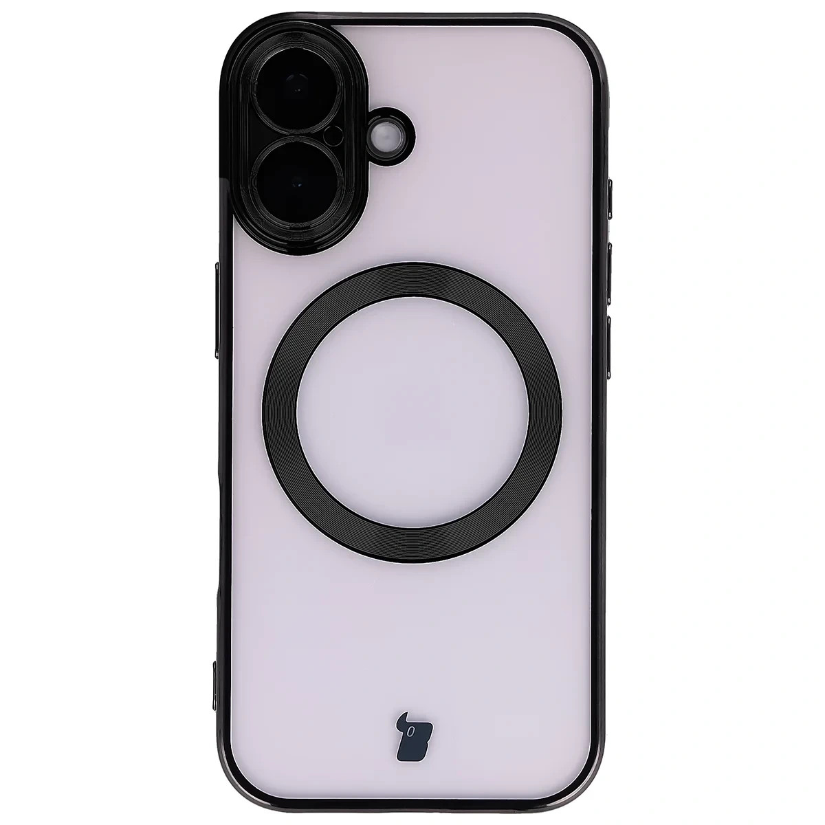 Etui z ochroną aparatu i pierścieniem magnetycznym Bizon Case GuardO do Apple iPhone 17, przezroczysto-czarne