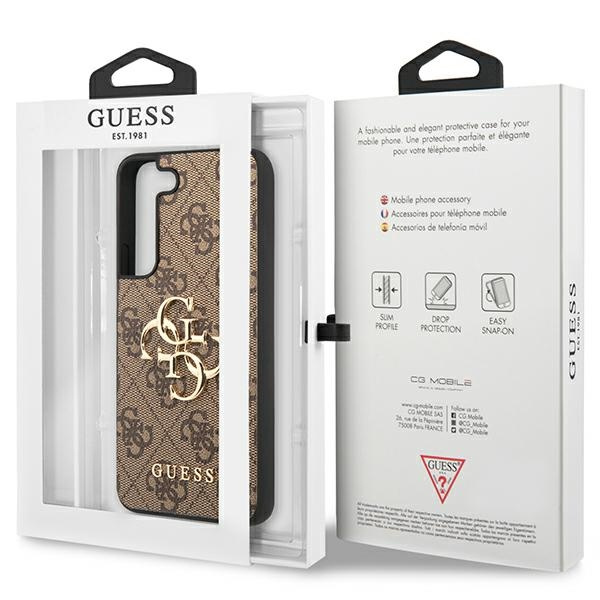 Guess GUHCS23S4GMGBR Samsung Galaxy S23 brown hardcase 4G Big Metal Logo