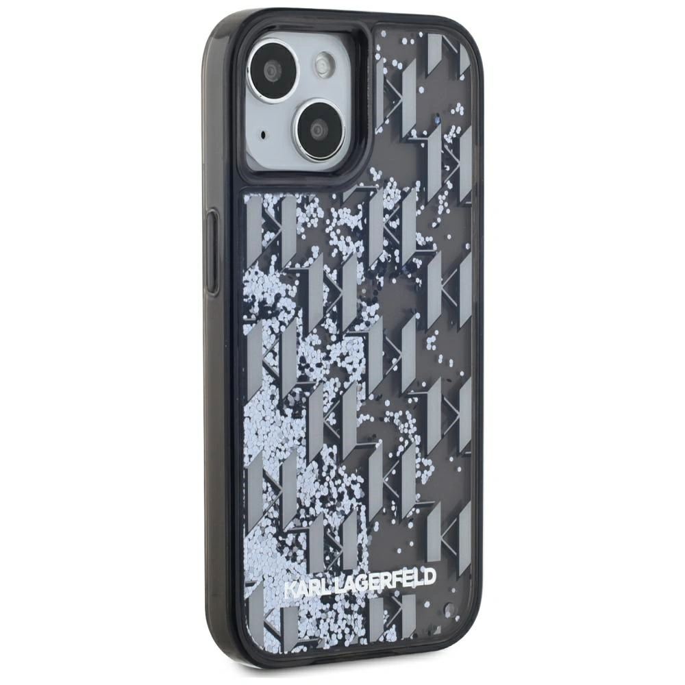 Etui Karl Lagerfeld Liquide Glitter Monogram Gradient do Apple iPhone 15 czarny