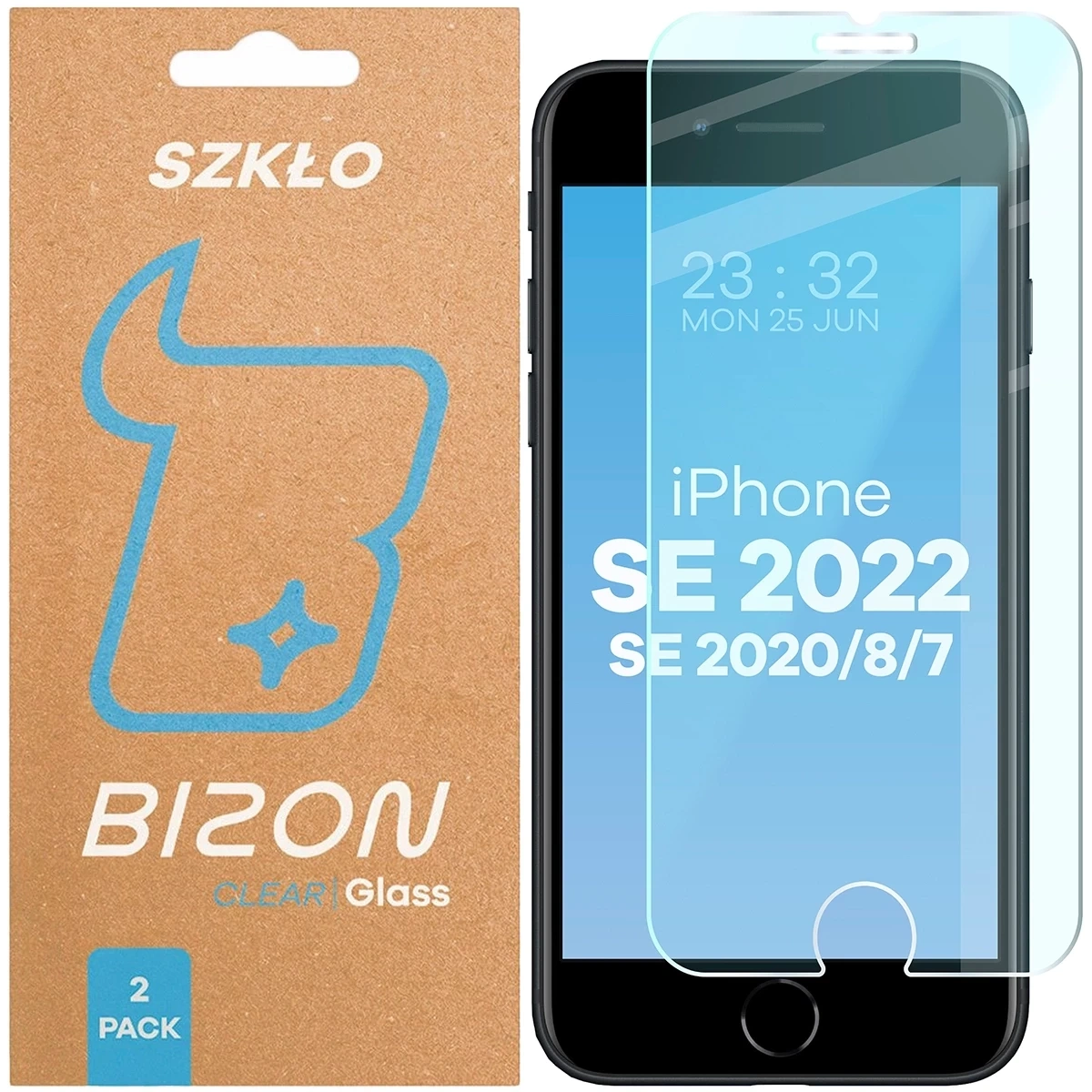 Szkło hartowane Bizon Glass Clear Duo do Apple iPhone SE 2022 / 2020 / 8 / 7 [2 PACK]