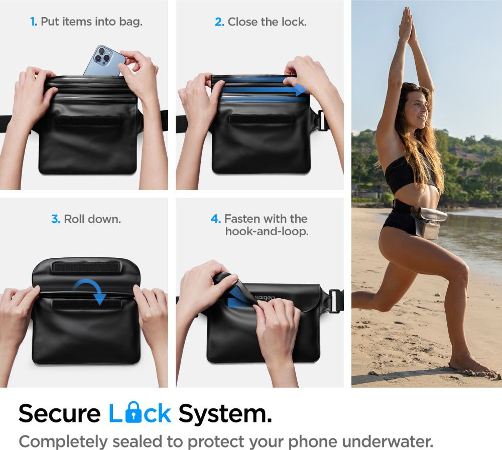 Spigen A620 Universal Waterproof Waist Bag Black