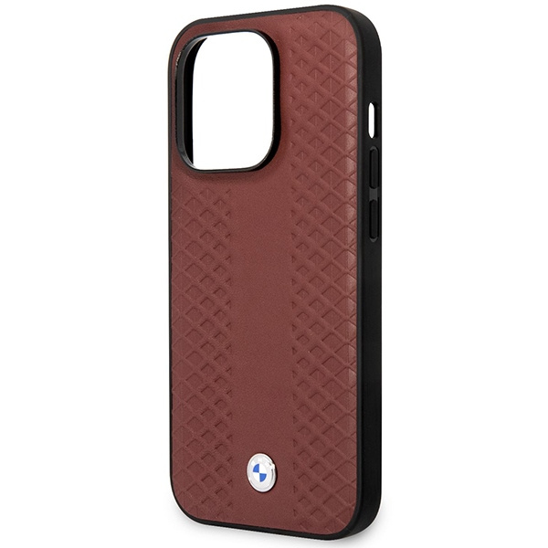 BMW BMHCP14X22RFGR Apple iPhone 14 Pro Max burgundy Leather Diamond Pattern