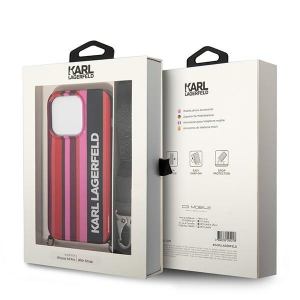 Karl Lagerfeld KLHCP14LSTSTP Apple iPhone 14 Pro hardcase pink Color Stripes Strap