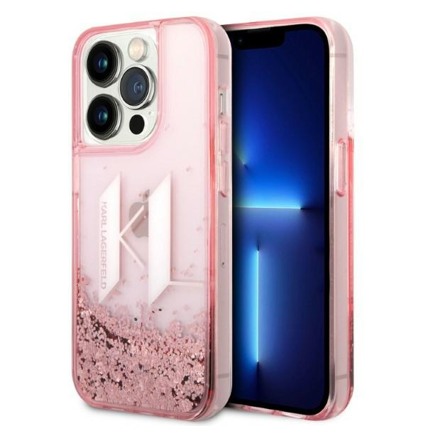 Karl Lagerfeld KLHCP14LLBKLCP Apple iPhone 14 Pro pink hardcase Liquid Glitter Big KL