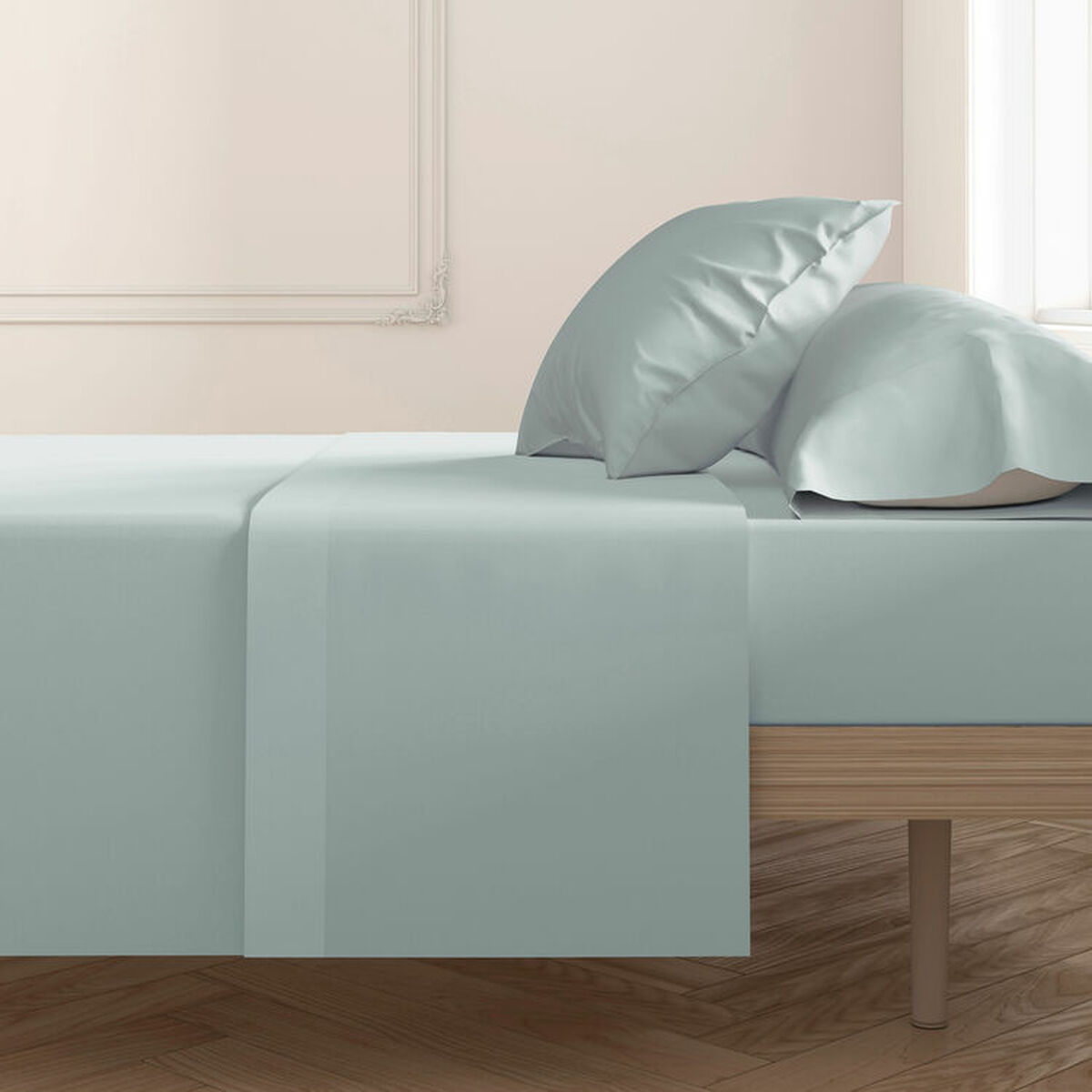 Pillowcase Happy Home Light grey Double