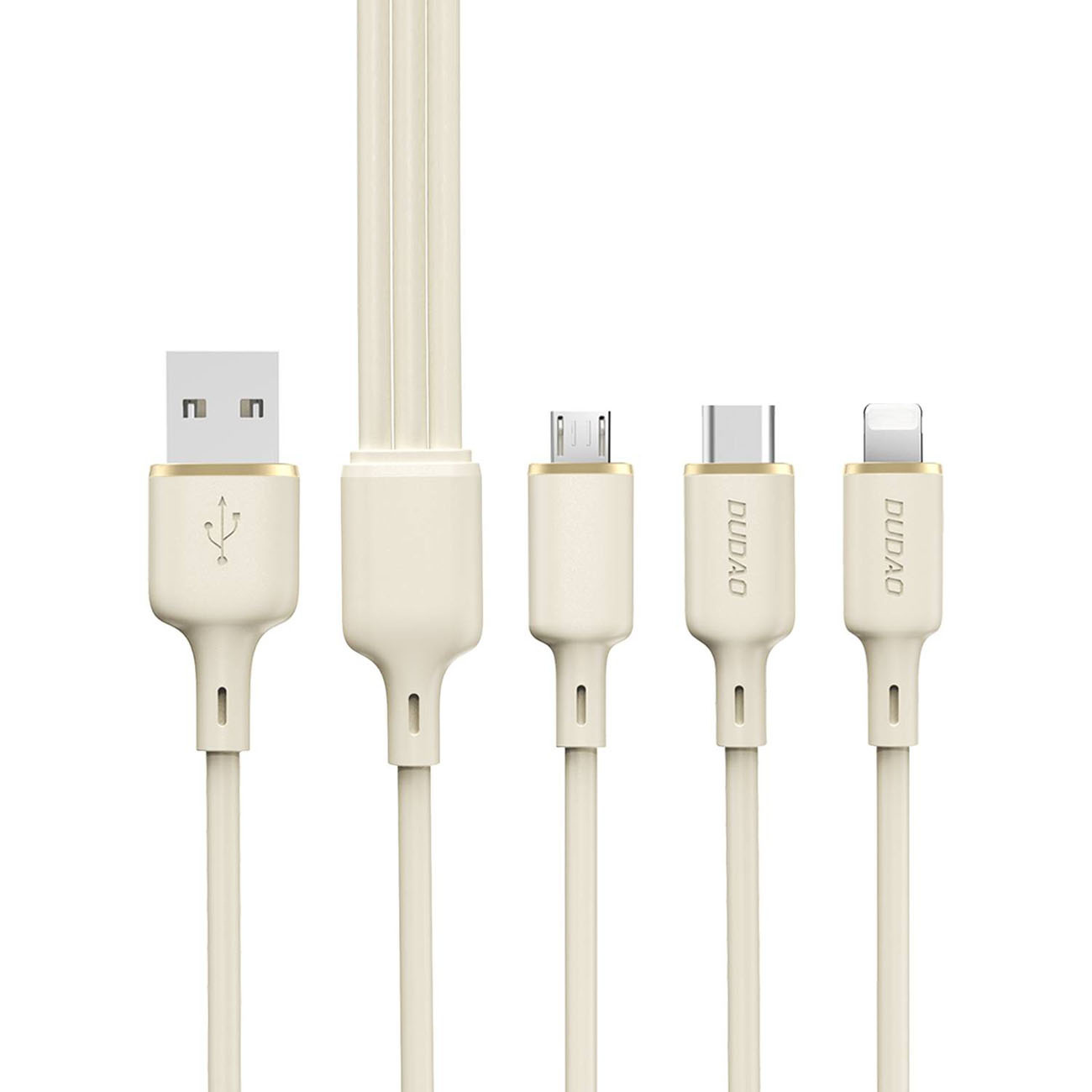 Dudao L7SE 3in1 cable USB-C / USB-C, Lightning, microUSB 66W 1.2m beige