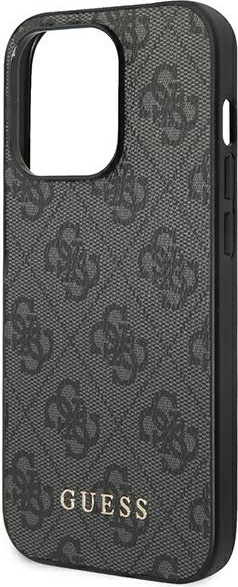 Guess GUHCP14LG4GFGR Apple iPhone 14 Pro grey hard case 4G Metal Gold Logo