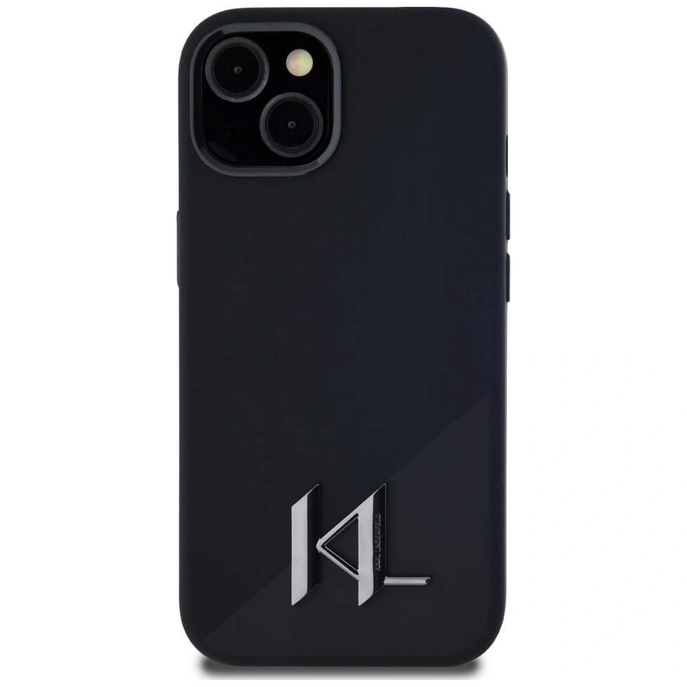 Karl Lagerfeld Silicone Shadow Metal Initial MagSafe Apple iPhone 15 black