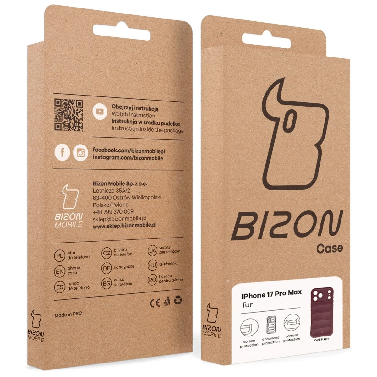 Pancerne etui Bizon Case Tur do Apple iPhone 17 Pro Max burgundowe