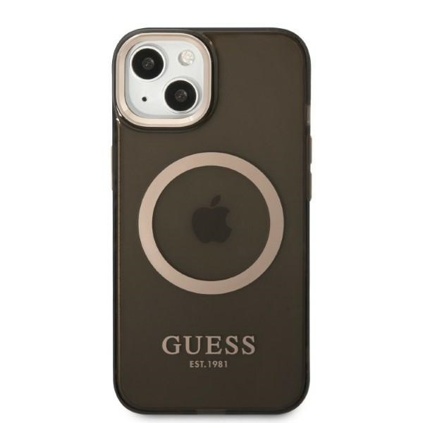 Guess GUHMP13MHTCMK Apple iPhone 13 black hard case Gold Outline Translucent MagSafe