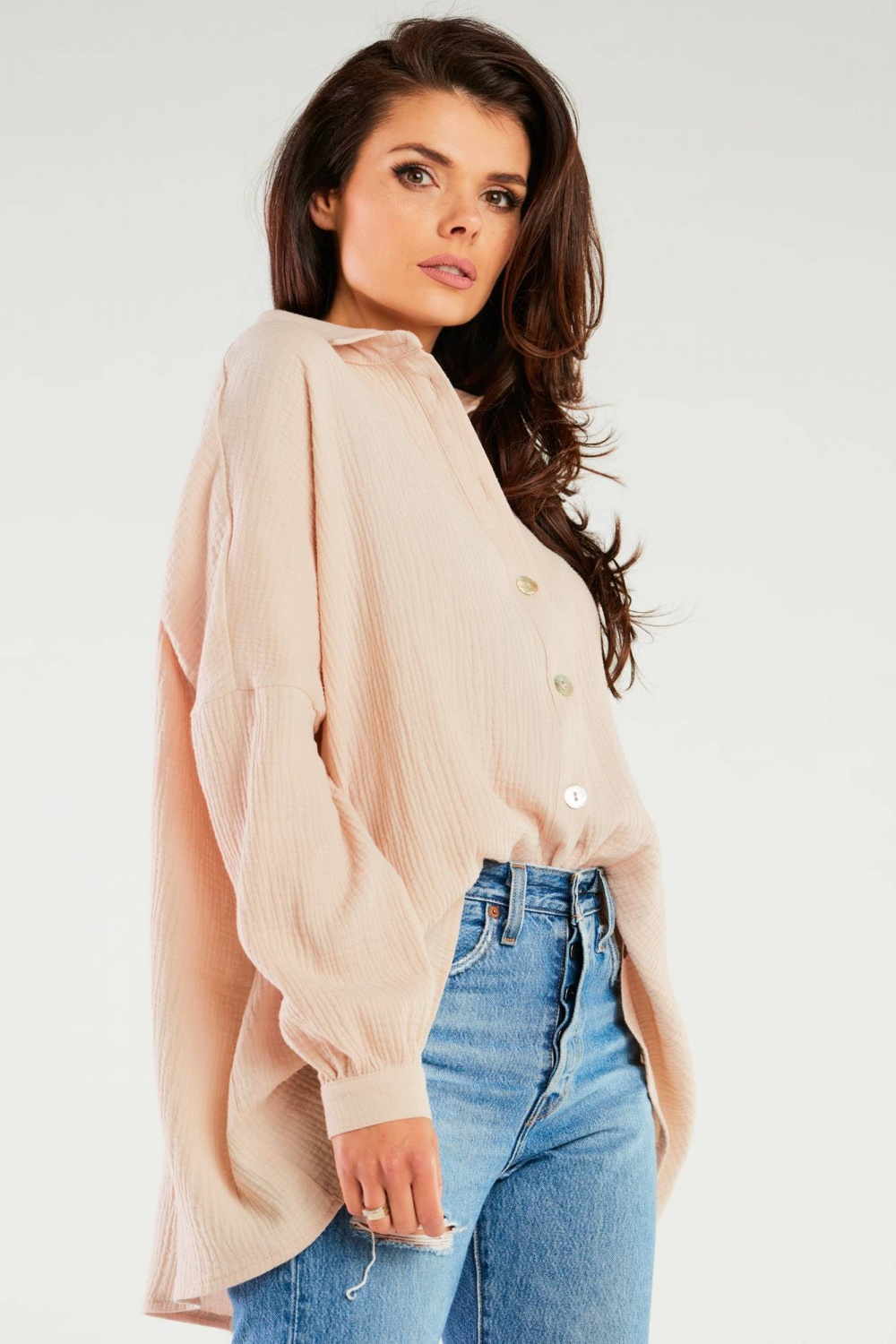 Langarm Hemd model 166827 Infinite You beige Damen