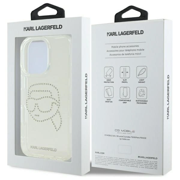 Karl Lagerfeld KLHCP16XHKHDCELT Apple iPhone 16 Pro Max hardcase IML Rhinestones Karl Head transparent