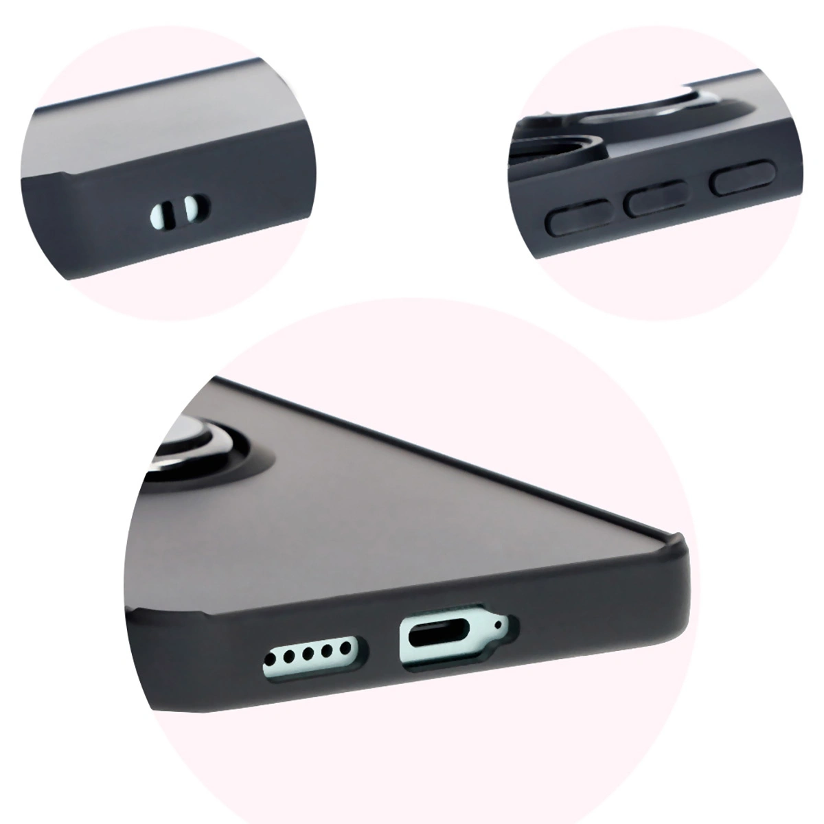 Bizon Case Hybrid Ring Xiaomi Poco F6 smoky with a black frame