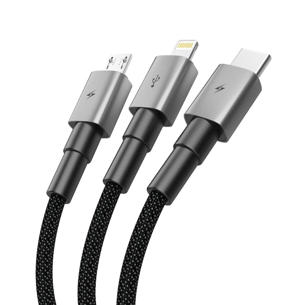 Kabel 3w1 Tech-Protect Ultraboost Dna 3in1 USB-A / Lightning, USB-C, Micro USB Cable 3a 120cm Iron Grey