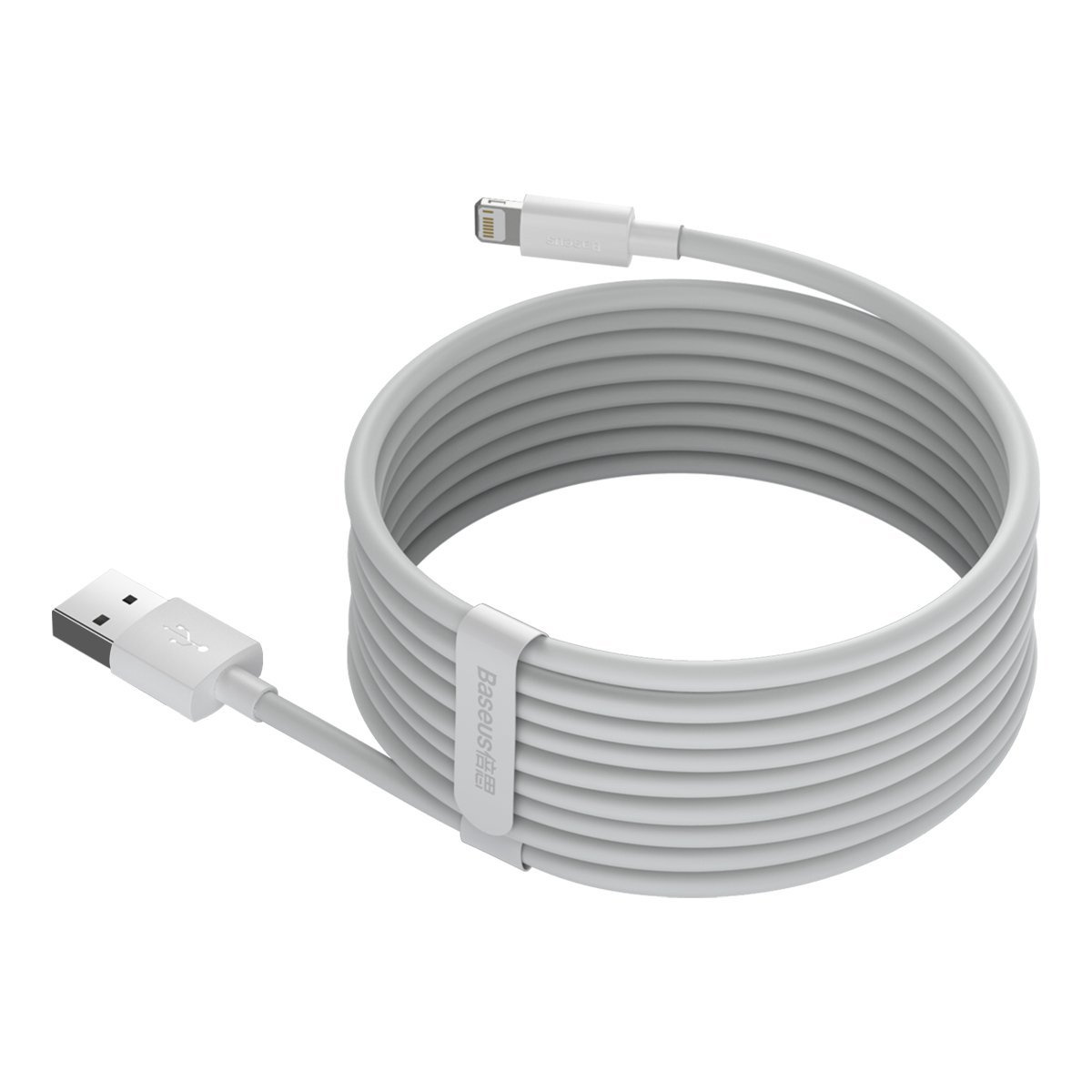 Baseus Simple Wisdom USB-A/Lightning Cable 2.4A, 1.5m (white) [2 PACK]