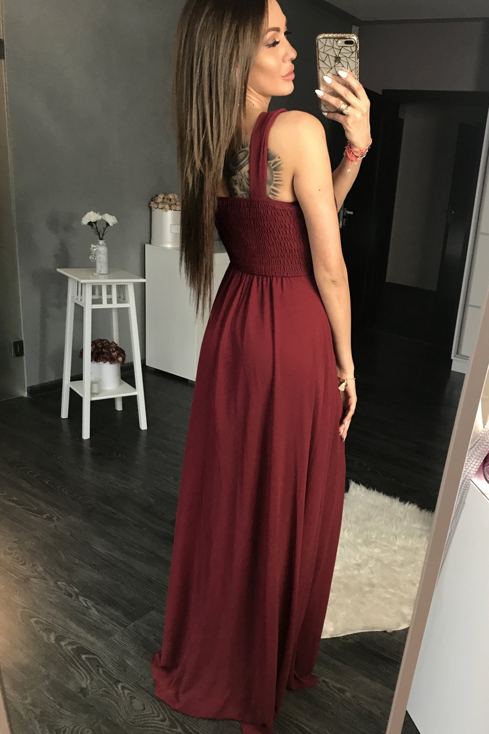 Langes Kleid model 105254 YourNewStyle rot Damen