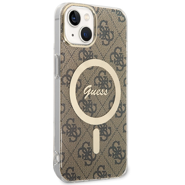 Guess GUHMP13MH4STW Apple iPhone 13 / 14 / 15 hardcase 4G MagSafe brown