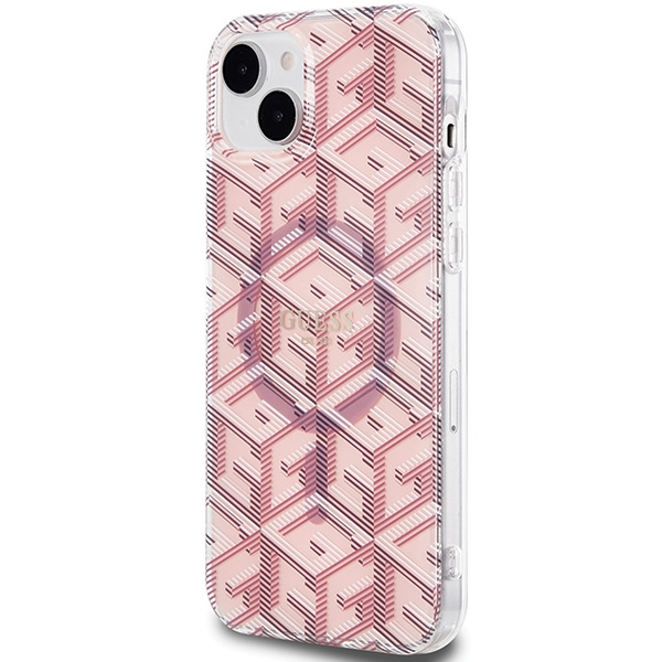Guess GUHMP15SHGCUSTGP Apple iPhone 15 / 14 hardcase IML GCube MagSafe pink