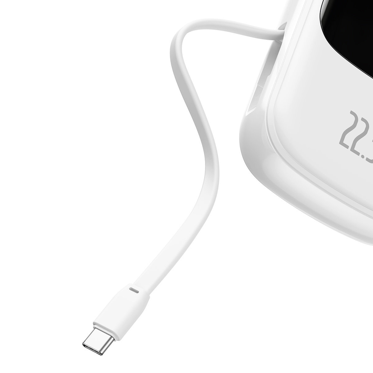 Baseus Qpow Digital Display powerbank with fast charging 20000mAh 22.5W QC/PD/SCP/FCP with built-in USB-C cable white
