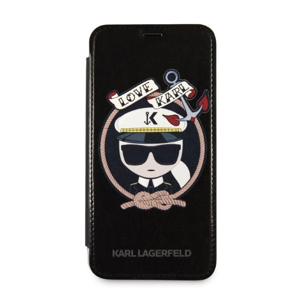 Karl Lagerfeld KLFLBKPXKSB Apple iPhone XS/X black bookcase Signature Glitter