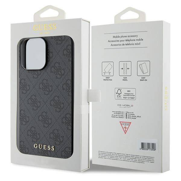 Guess GUHCP15XG4GFGR Apple iPhone 15 Pro Max hard case 4G Metal Gold Logo grey
