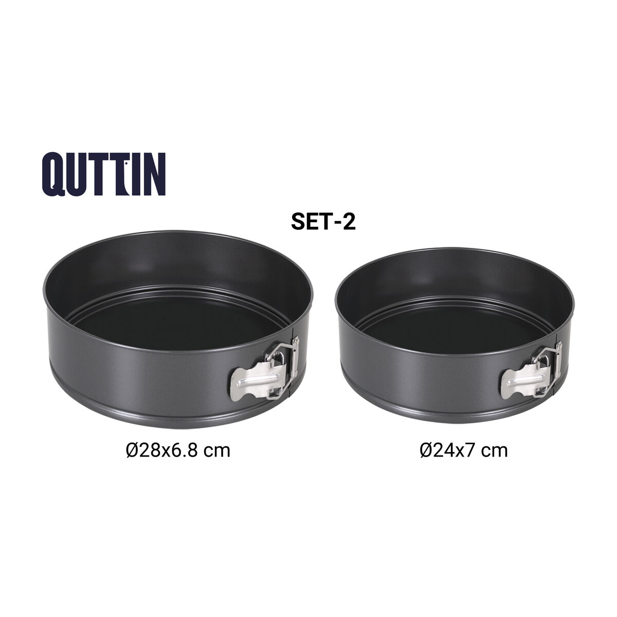 Springform Pan Quttin Black 24 x 7+28 x 6,8 cm 2 Pieces (6 Units)