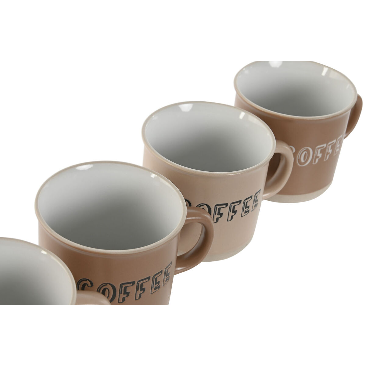 Piece Coffee Cup Set Home ESPRIT Brown Stoneware 4 Pieces 180 ml