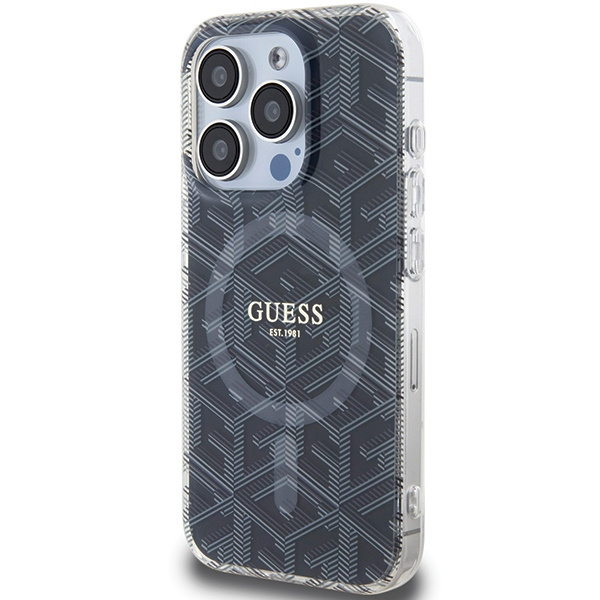 Guess GUHMP15LHGCUSTGK Apple iPhone 15 Pro hardcase IML GCube MagSafe black
